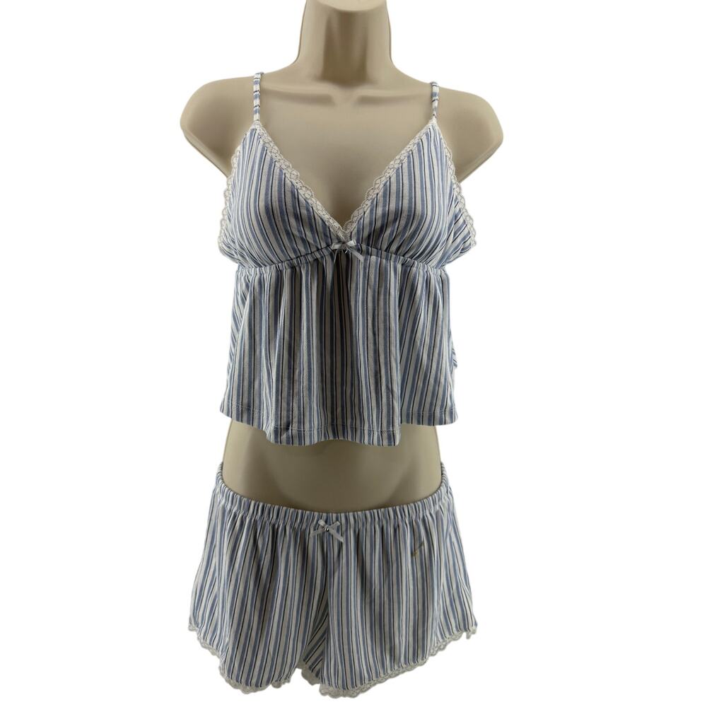 Pink Rose Stripe Lounge Cami Shorts Set Womens Medium